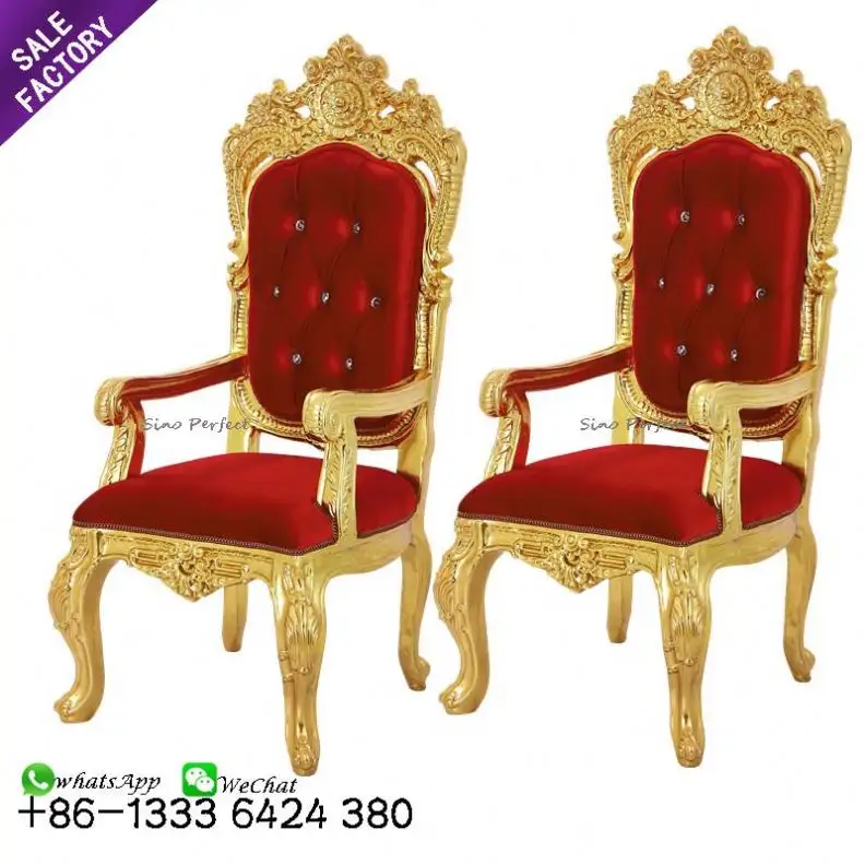 Sıcak satış Foshan fabrika lüks yüksek geri kraliyet pedikür kırmızı taht sandalye kral ve kraliçe