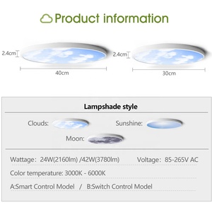 Akıllı ev ışıkları güneş gökyüzü ay panel lambası yuvarlak cct dim uzaktan kumanda ile led akıllı tavan ışık - Product Image 5