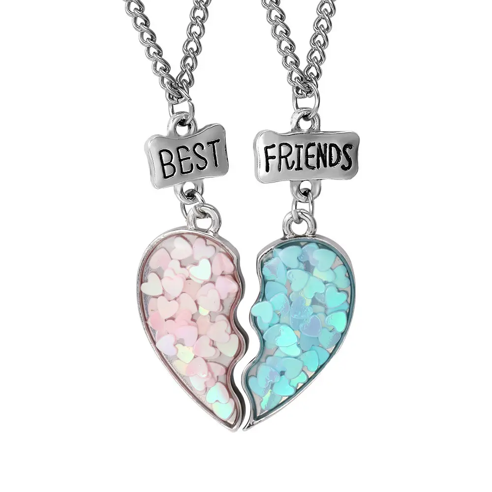 2023 New creative heart necklace metal charm Necklace colorful love stitching alloy pendant necklace