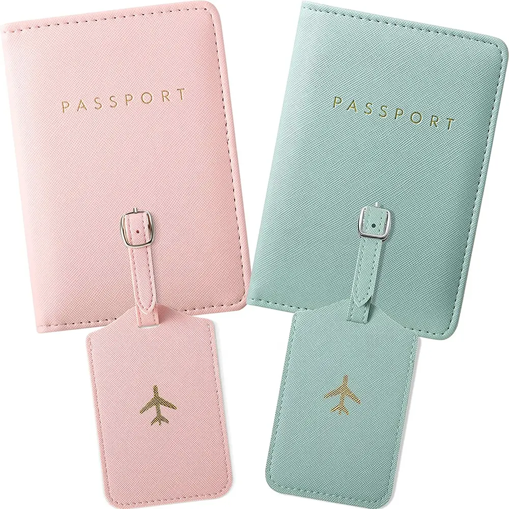 Custom Logo RFID Blocking PU Leather Travel Passport Cover Bifold Wallet Saffiano Leather Passport Holder