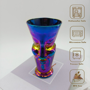 Factory Wholesale High Quality 350ml Colorful Relief <strong>Design</strong> Electroplated <strong>Single</strong>-layer Glass <strong>Drinks</strong> <strong>Cup</strong> - Product Image 4