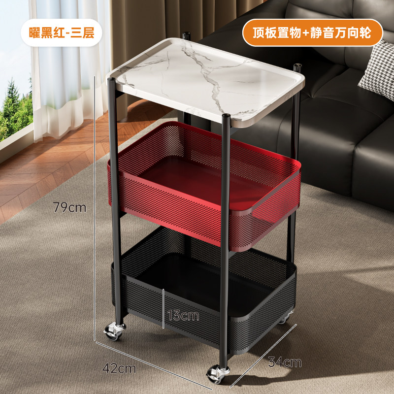 Obsidian black red, three-layer marble wood grain