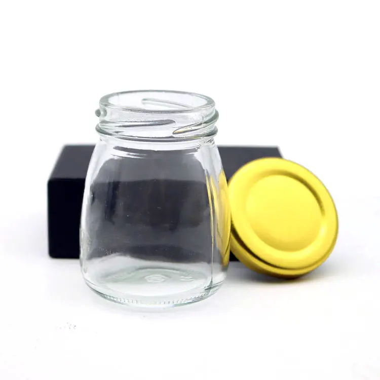 แก้วใสอาหารเกรดพุดดิ้ง Jar แก้วโยเกิร์ต Jar ที่มีฝาปิดสุญญากาศ100มิลลิลิตร