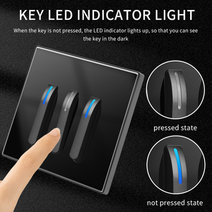 Duvar prizi Led 16A 1/2/3/4 Gang 1Way 2 yönlü duvar itme piyano ışık anahtarları göstergesi - Product Image 4
