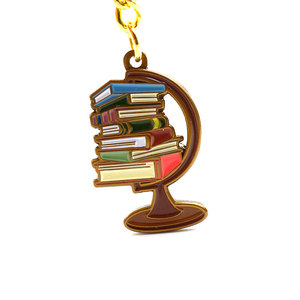 Customized Metal Reading Themed Globe Key Chain Decorative Custom <strong>Shaped</strong> Enamel <strong>Book</strong> <strong>Keychain</strong> - Product Image 3