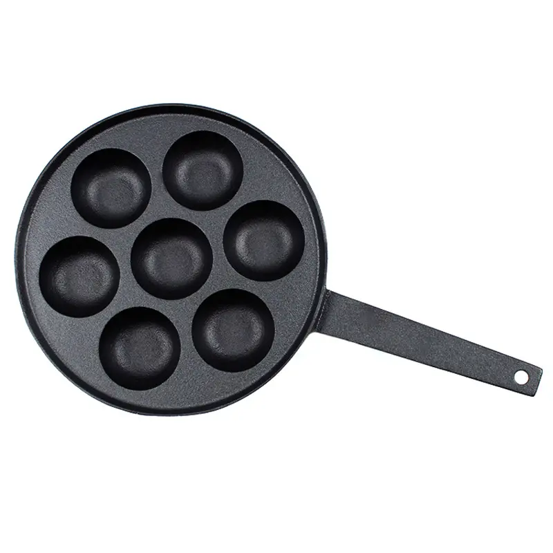 Bandeja de hierro fundido con 7 huecos de diámetro, molde para hornear, máquina de tortitas adecuada para placas de inducción, 5,5 cm
