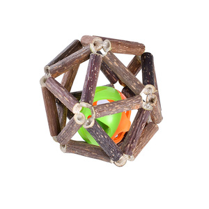 Rompecabezas de hierba gatera tejida a mano de gatos pequeños a grandes, juguetes de bola de menta, juego de ejercicio con Silvervine Polygonum hecho de madera - Product Image 2