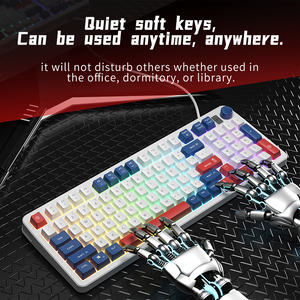 Teclado con cable USB de 99 teclas, teclas ABS, Teclado mecánico de membrana con retroiluminación de arcoíris con botón de volumen para ordenador portátil - Product Image 2