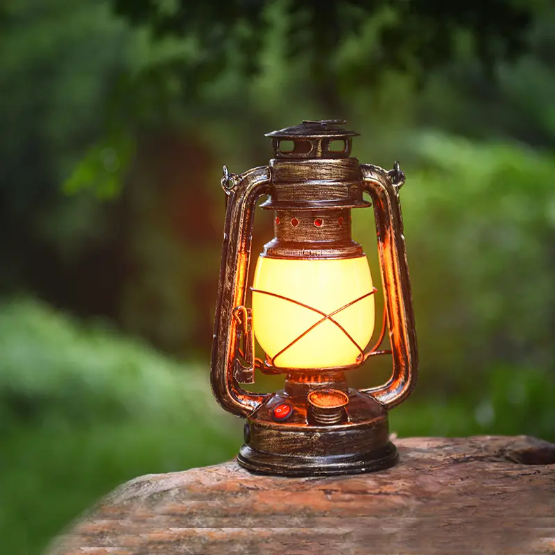 Lampada a lanterna retrò ricaricabile portatile con gancio per tenda lanterna da campeggio a LED per esterni con luce da campeggio Vintage