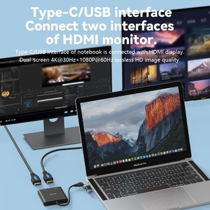 适用于苹果笔记本M1 M2显示器的USB3.0显示器链接集线器扩展坞通用串行总线至高清电视适配器，适用于双显示器扩展 - Product Image 4