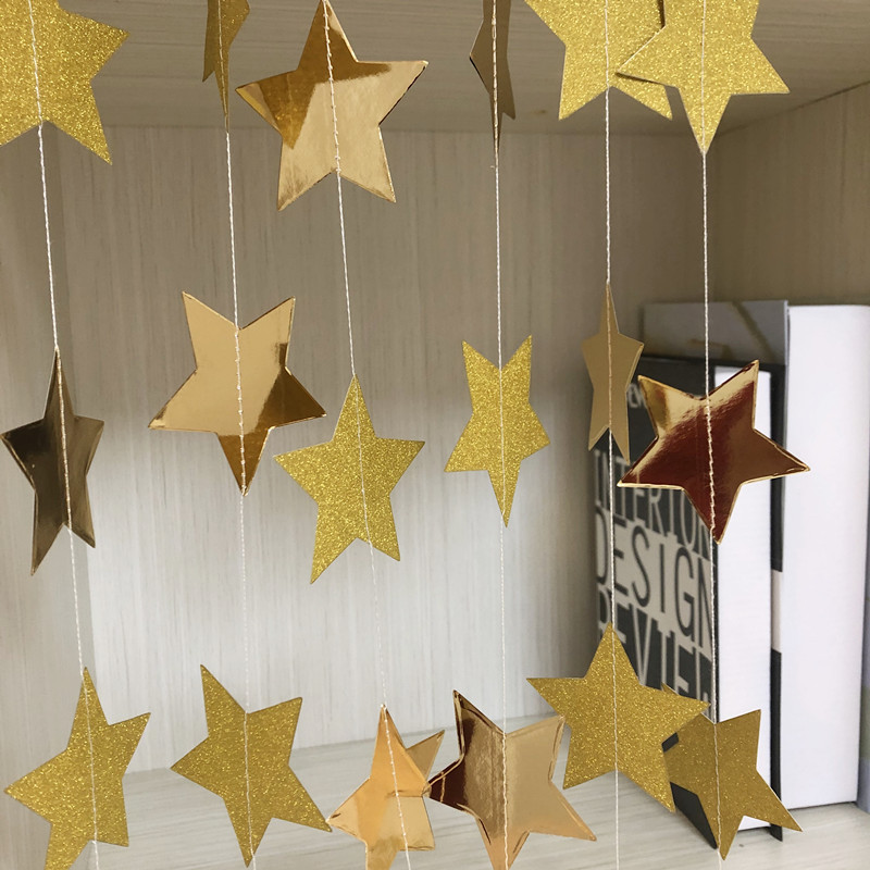 colorful Golden glitter stars golden