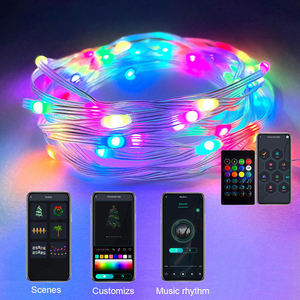 LED RGB Cambio de colores Control remoto y aplicación Música y sincronización de voz USB Navidad Cortina inteligente Hada Cadena de luces - Product Image 1