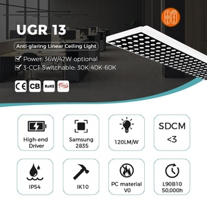 UGR13 UGR21 yeni tasarım tavan ışık 36W 42W 3-CCT değiştirilebilir titreşimsiz Led lineer tavan ışık - Product Image 2