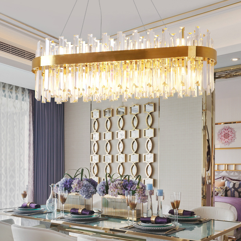 living room bedroom lamp hotel Villa business interior a K9 crystal rectangular modern chandelier for high ceilings classical