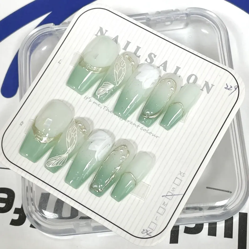 Muestras gratis lujo Etiqueta Privada Prensa en uñas hechas a mano Uñas acrílicas gruesas personalizadas con diamantes de imitación uñas artificiales