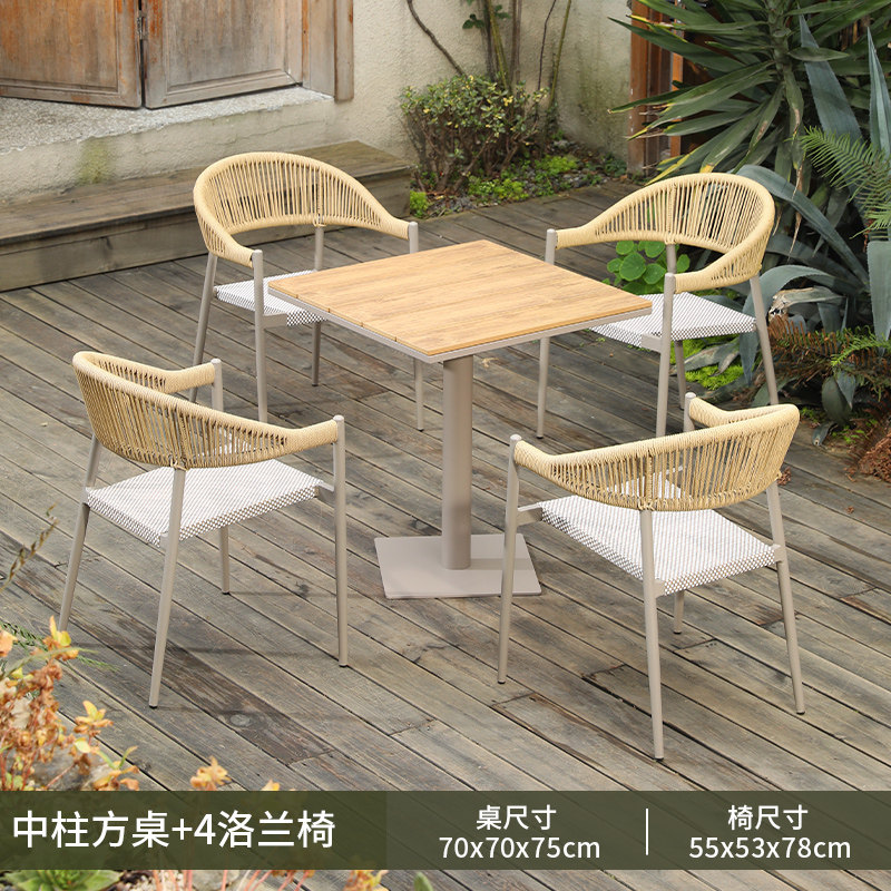 4 lorraine new vine chairs + 70cm center column square table
