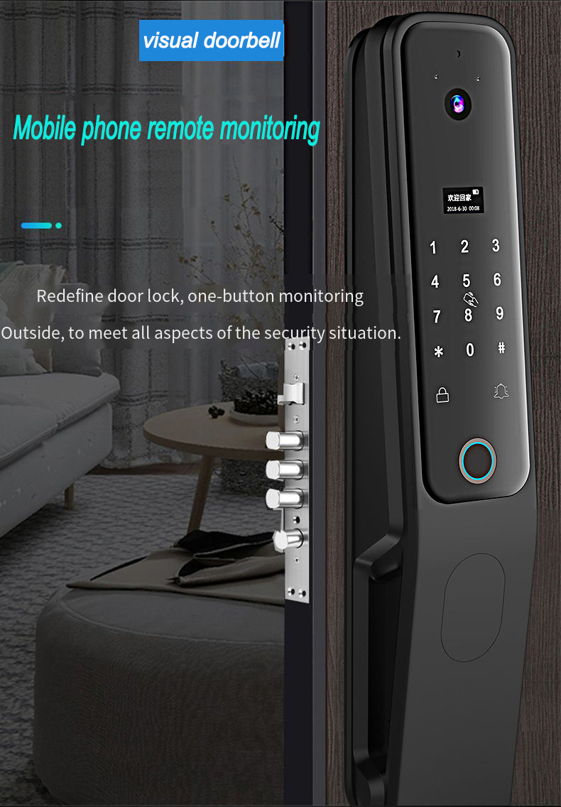 Multifunctional door lock smart electronic cat's eye induction remote control lithium battery  beautiful intelligent locks doors