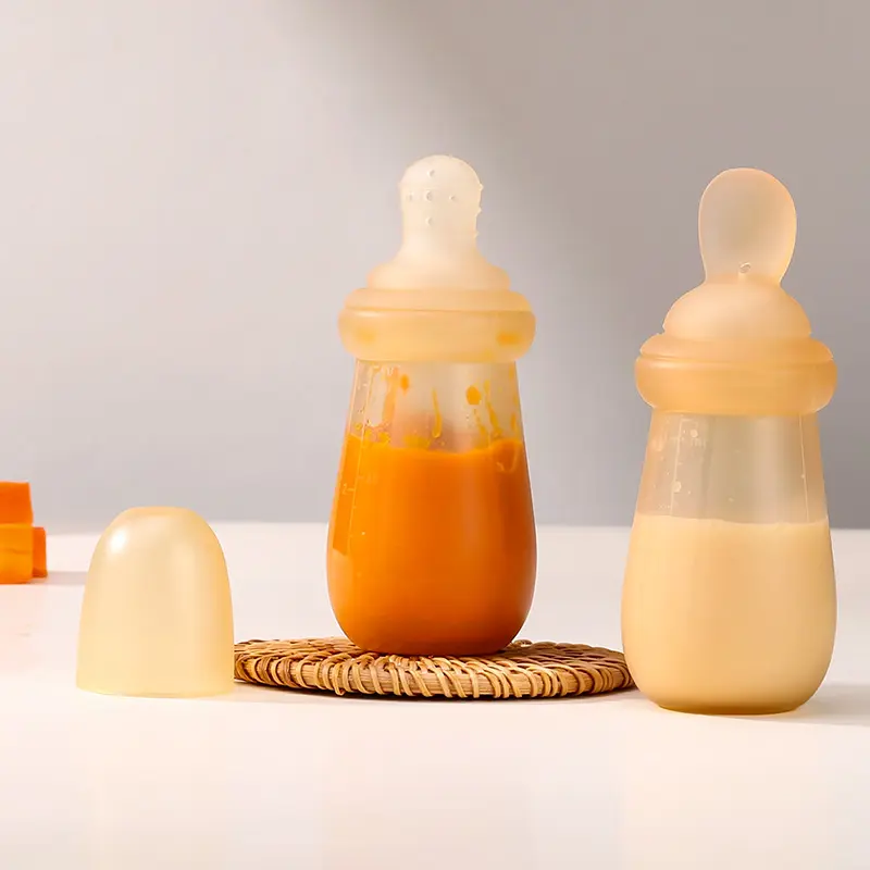 Bpa-freies Silikon 2-In-1 Baby-Löffel-Fütterungsflasche Neugeborenes Baby Fütterungsflasche