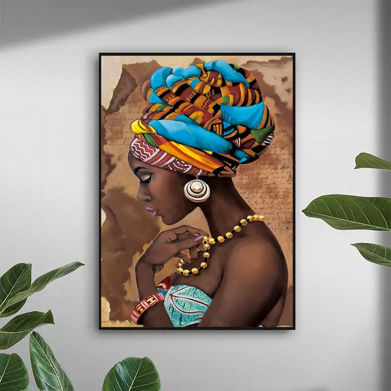 โปสเตอร์และภาพพิมพ์แอฟริกันสีดำติดผนังภาพวาดผ้าใบแอฟริกัน