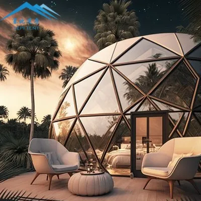 2024 Novo Design 6M 7M 8M Quadro De Alumínio Geodésico Vidro Dome Casa Tenda Para Glamping Resort