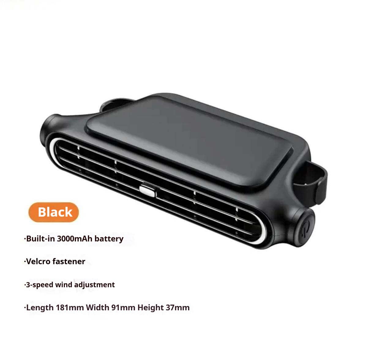 Klx05 black-3000mah battery-car seat fan