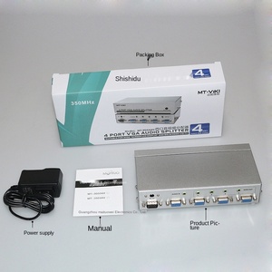 Divisor de vídeo accionado por c con adaptador de CA, duplicador VGA de 1 a 4, compatible con 1920x1440 con audio