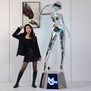 Nhà Máy Tùy Chỉnh Cuộc Sống Kích Thước Sợi Thủy Tinh Sáng Nữ Robot Hajime Sorayama Điêu Khắc Cho Trang Trí Nội Thất - Product Image 3