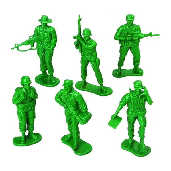 Figura de ação barato plástico, bonito, pequeno, verde, brinquedo da força do soldado militar