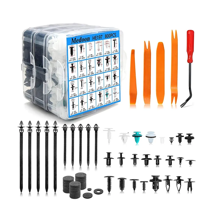 Kit universel de fixation de panneau de garniture de porte à rivets en plastique pour pare-chocs de voiture avec boîte