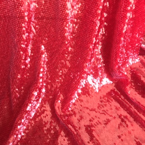 最新高端红色鱼鳞亮片刺绣新娘婚礼高级礼服亮片面料 - Product Image 5
