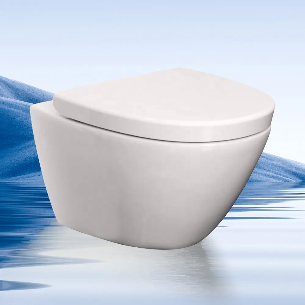 Pabrik Langsung Menyediakan Kualitas Terbaik Matt Putih Perangkap Keramik Porselen Tanpa Bingkai Dinding Tergantung Toilet