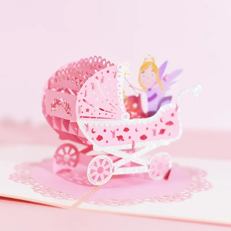 Niedliche 3D Neugeborene Baby Mädchen und Jungen Gruß karte Pop Ups Baby Shower