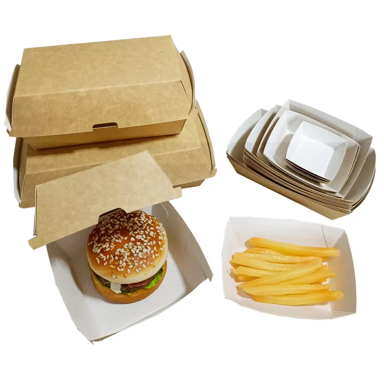 Fabricante Tamanho Personalizado Logotipo Biodegradável Kraft Box Papel Burger Box Para Festa