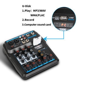 OEM U4 профессиональный компьютерный мини-USB Цифровой аудио микшер 4-канальный контроллер/аудио консоль микшер - Product Image 4