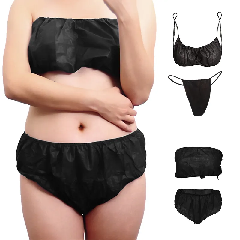 Lady Plain Xl Massage Spa Hospital Postpartum Maternity Period Mesh Paper Disposable Bra And Bikini Thong Panties Set For Women