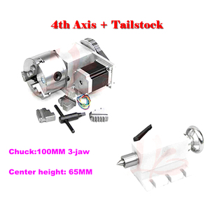 DIY A軸4軸CNCキット回転軸テールストック、CNCルーター彫刻機フライス彫刻機用4ジョーチャック付き - Product Image 4