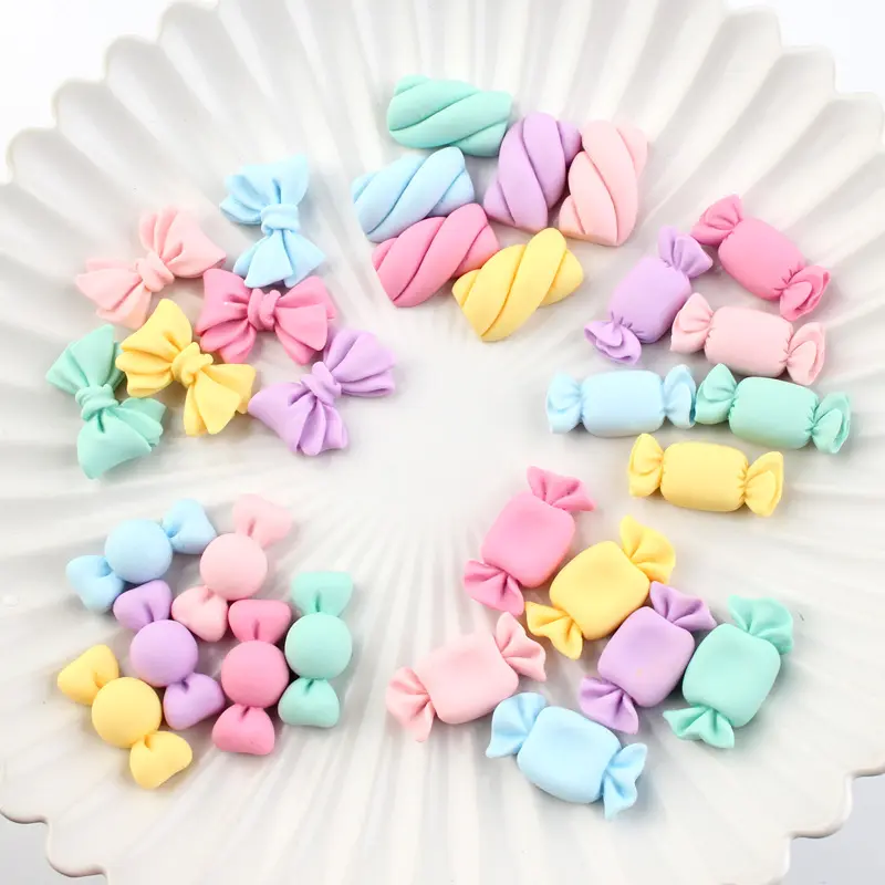 DIY Красочные каучуковые сладкие конфеты с плоским основанием кабошоны миниатюрная еда для лука для волос
