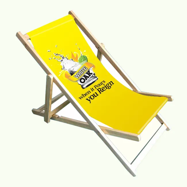 Classic Lay Flat Lounge Strand Holz stuhl Werbeartikel mit Logo Custom Folding Holz tragbare Sea Beach Lounge Chair