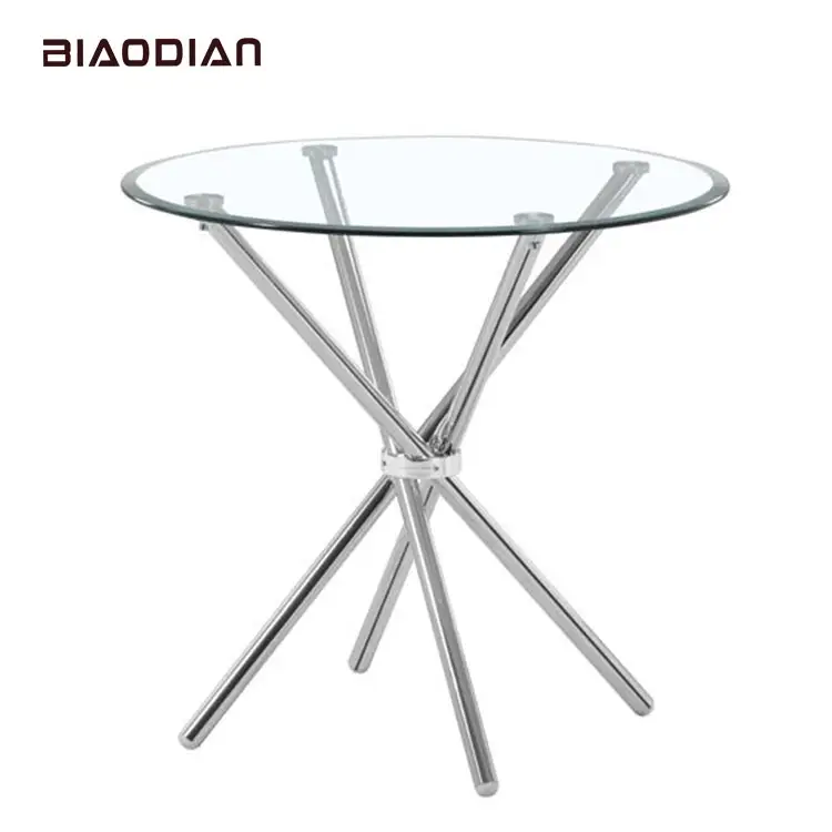 Hot Sell 80*80cm table a manger moderne Modern Glass Round Dining Table with 4 Chairs