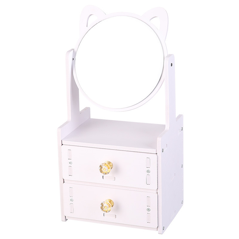 Double-drawer small round mirror