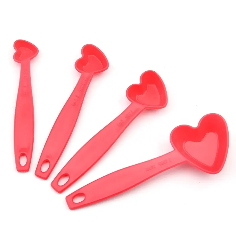 MS-5736-cucharas medidoras en forma de corazón, plástico, 4 unidades