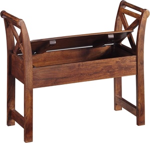 LS-1204, fabrikada katı meşe Ashley ahşap tezgah koltuk altında gizli depolama ile geleneksel antika kapalı depolama tezgahı - Product Image 3