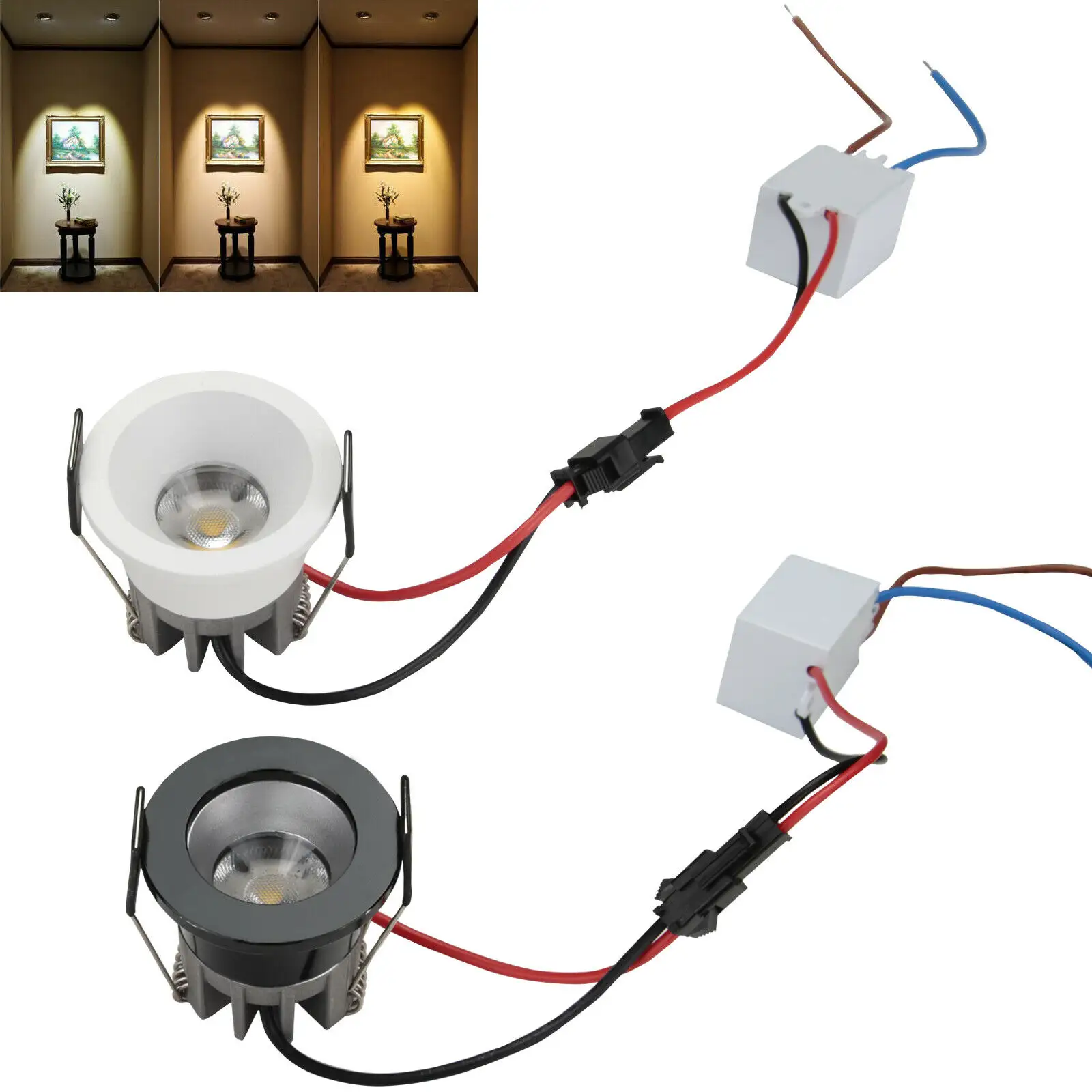 โคมไฟดาวน์ไลท์ติดเพดานแบบหรี่แสงได้,หลอดไฟ LED COB ขนาด3W พร้อมไดรเวอร์