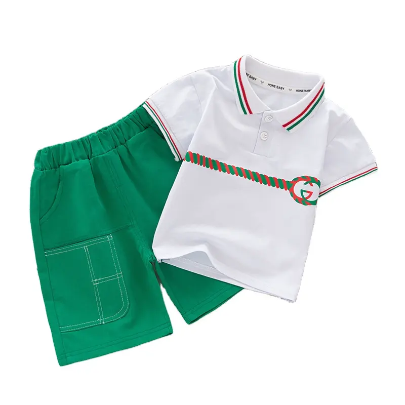 Nuovi vestiti per bambini moda bambino POLO a maniche corte completo due pezzi per bambini