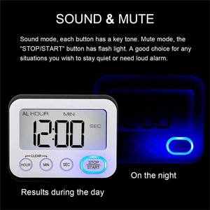 Timer da cucina digitale sveglia magnetica ad alto volume, ampio schermo LCD silenzioso/luminoso multifunzione - Product Image 4