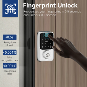 Tuya Bluetooth akıllı kapı kilidi ile biyometrik parmak izi kartı şifre ve anahtar ön kapı akıllı kilit sürgü - Product Image 4