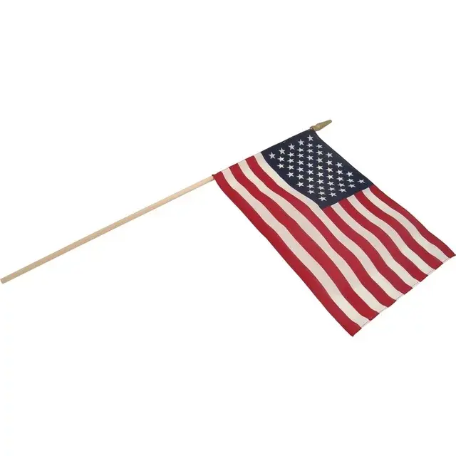 Impression personnalisée 12 "drapeaux tenus dans la main sur bâton avec logo extérieur 40x30cm drapeau américain à main