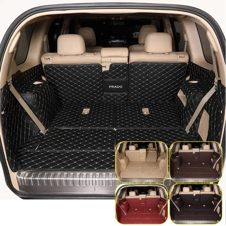 Alfombrilla de PVC de cuero para el maletero del coche, accesorio Interior, 7d, para Toyota, maletero, Land Cruiser, Prado, novedad