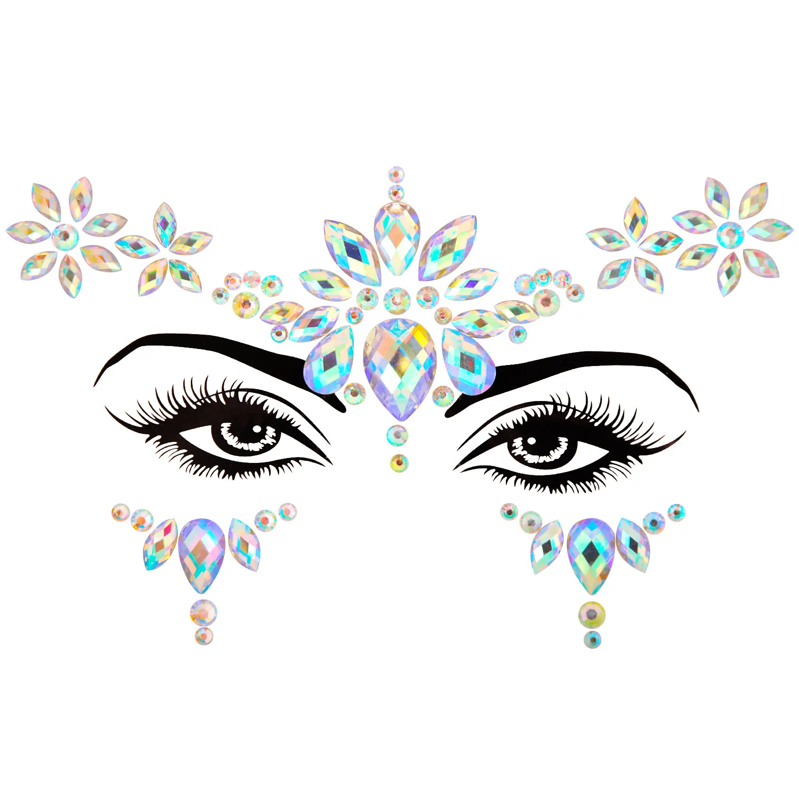 Genya Women Mermaid FaceGems Glitter strass Rave Face Jewels Festival Eyes Face Body tatuaggio temporaneo