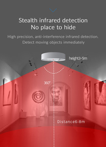Sensor PIR montado en el techo con cable o inalámbrico 433 MHZ Sistema de alarma de detección de ángulo completo de 360 grados para seguridad/W - Product Image 5